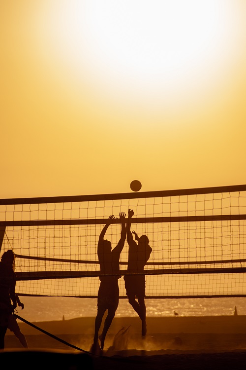 playing volleyball